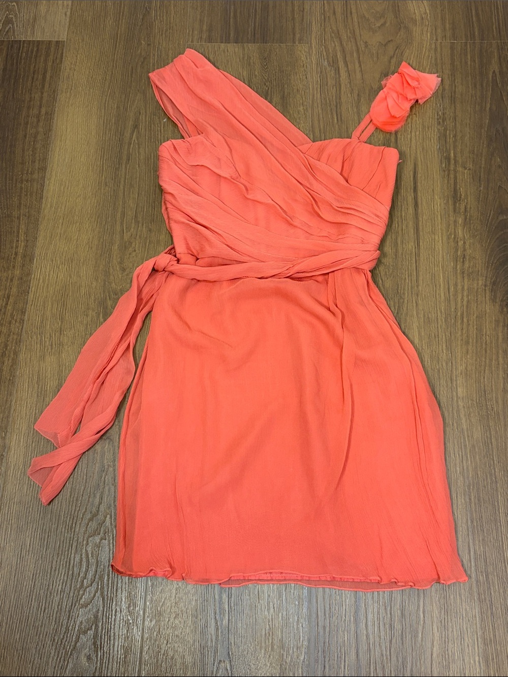 Vera Wang Lavender Label | Silk Chiffon mini dress Coral women’s size 14/48